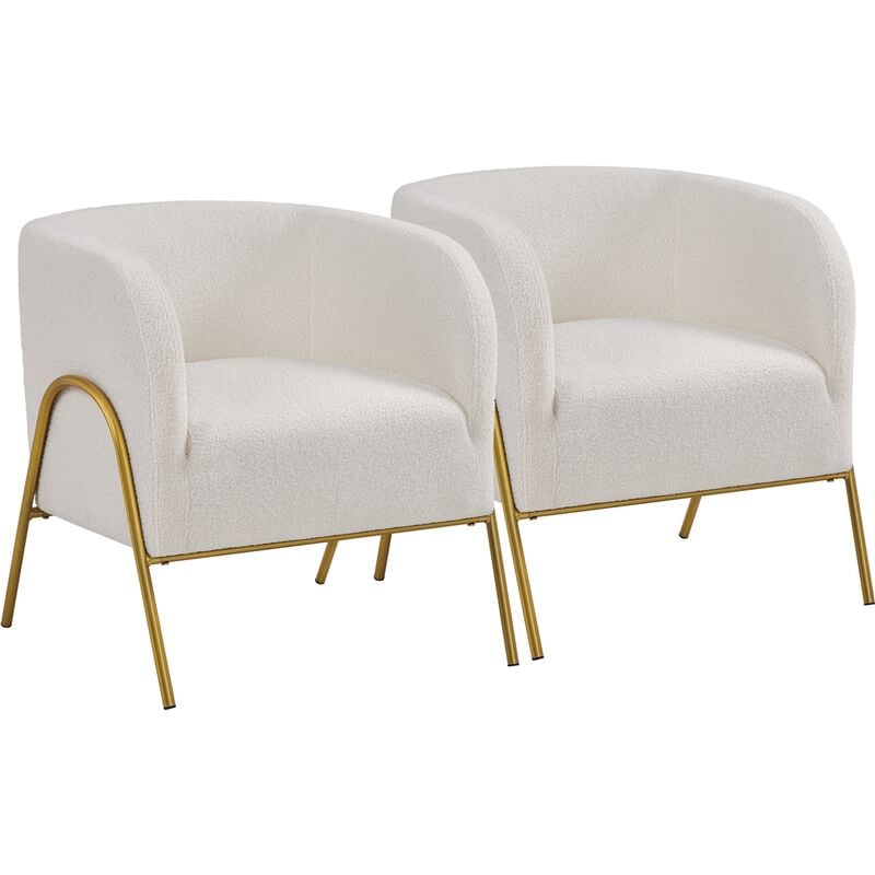 foto del prodotto yaheetech set 2 poltrone salotto in tessuto boucl sedia imbottita con gambe in metallo poltrona contemporanea con schienale braccioli per