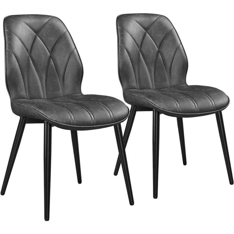 foto del prodotto yaheetech set 2 sedie sala da pranzo moderne imbottite in ecopelle eleganti con schienale ergonomico gambe telaio in metallo portata 136 kg grigio