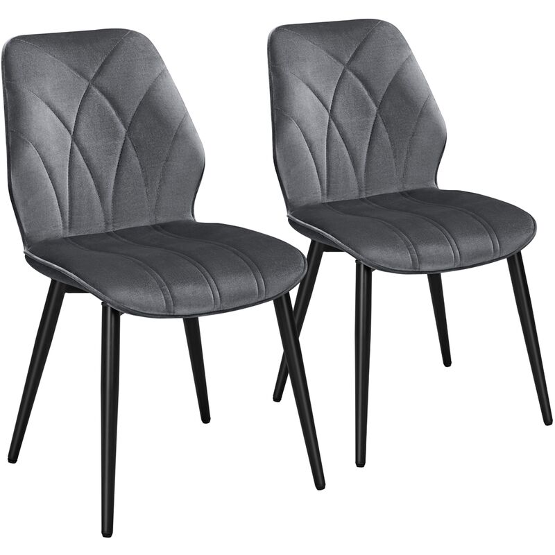 foto del prodotto yaheetech set 2 sedie sala da pranzo moderne imbottite in tessuto eleganti con schienale ergonomico gambe telaio in metallo portata 136 kg grigio