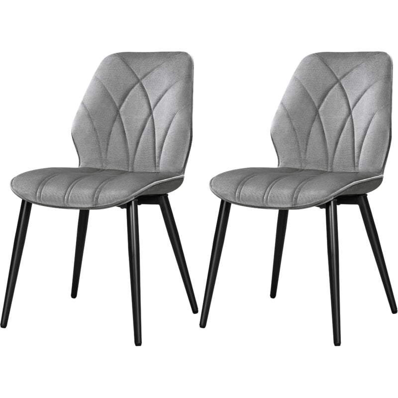 foto del prodotto yaheetech set 2 sedie sala da pranzo moderne imbottite in tessuto eleganti con schienale ergonomico gambe telaio in metallo portata 136 kg grigio