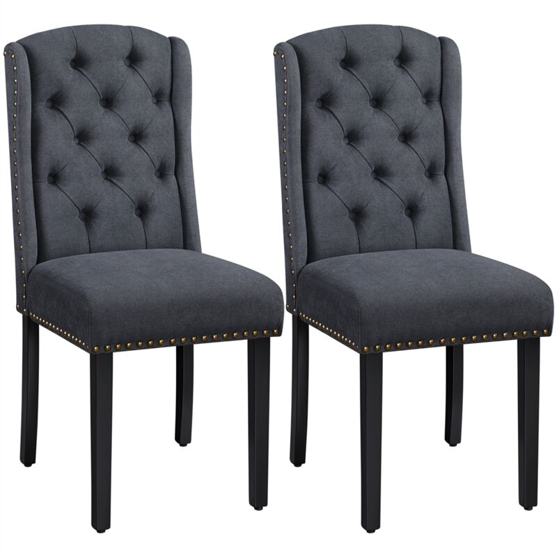 foto del prodotto yaheetech set 2 sedie sala da pranzo tessuto moderne imbottite eleganti gambe in legno massello schienale alto grigie