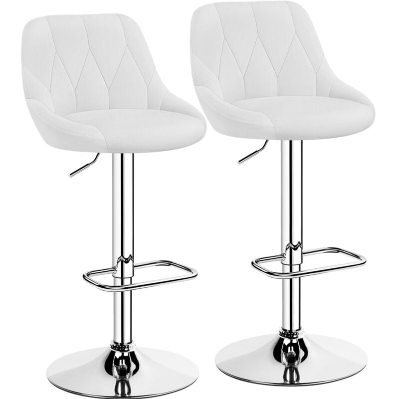 foto del prodotto yaheetech set 2 sgabelli bar alti bianchi altezza regolabile cucina design moderni con schienale girevole imbottiti in finta pelle poggiapiedi