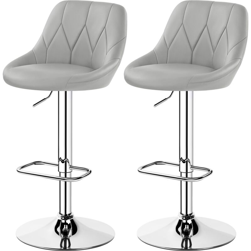 foto del prodotto yaheetech set 2 sgabelli bar alti bianchi altezza regolabile cucina design moderni con schienale girevole imbottiti in finta pelle poggiapiedi