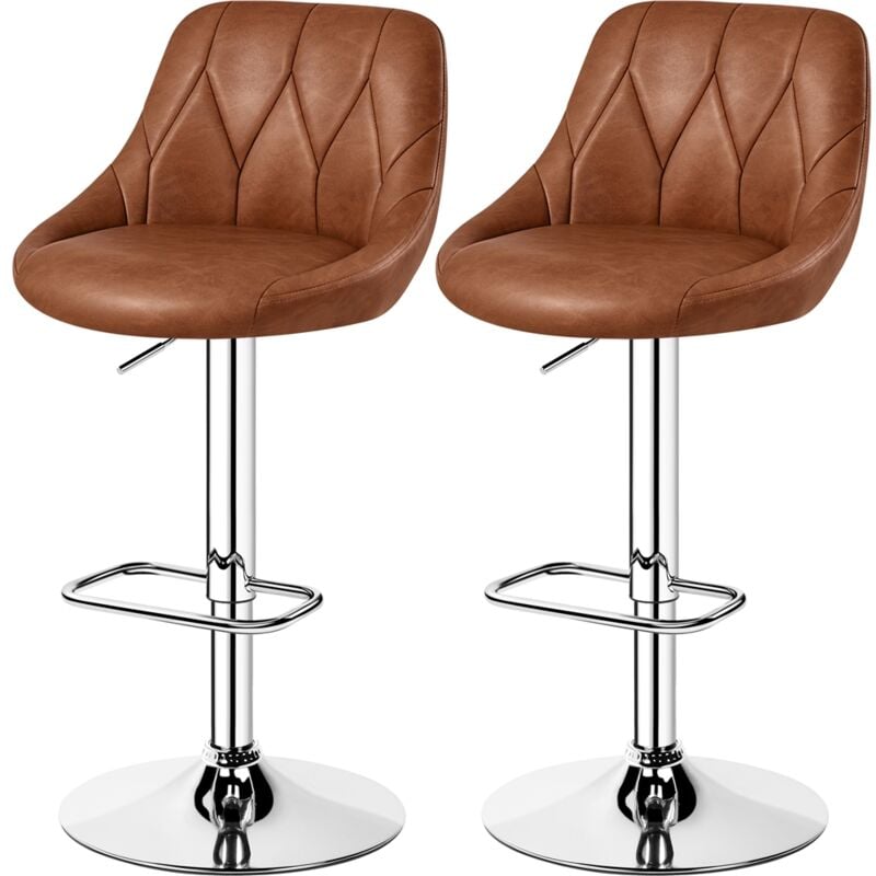 foto del prodotto yaheetech set 2 sgabelli bar alti bianchi altezza regolabile cucina design moderni con schienale girevole imbottiti in finta pelle poggiapiedi