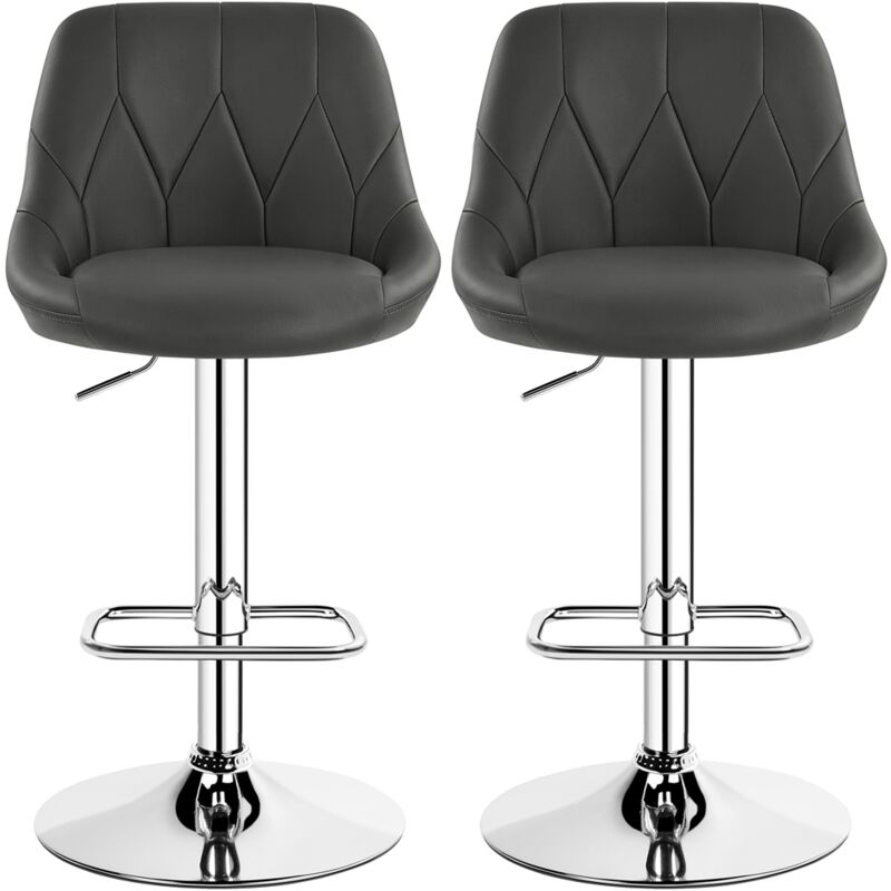 foto del prodotto yaheetech set 2 sgabelli bar alti bianchi altezza regolabile cucina design moderni con schienale girevole imbottiti in finta pelle poggiapiedi