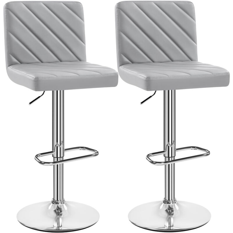 foto del prodotto yaheetech set 2 sgabelli bar alti cucina moderni design altezza regolabile in similpelle con schienale poggiapiedi girevole 360 da penisola grigio
