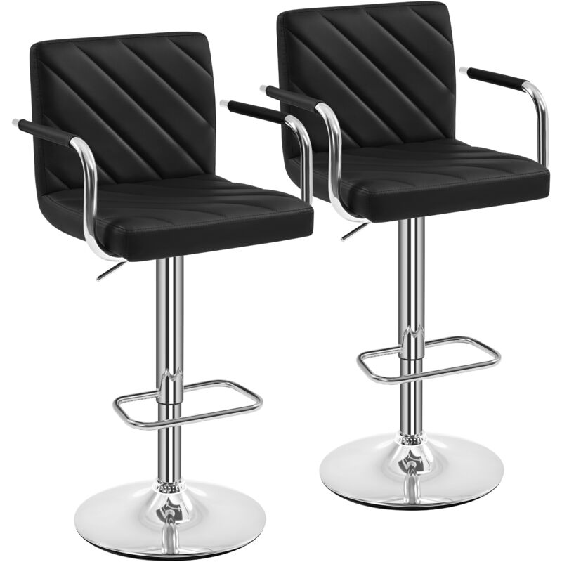 foto del prodotto yaheetech set 2 sgabelli da bar alti cucina in similpelle con braccioli e schienale, moderni design altezza regolabile e poggiapiedi girevole a 360 