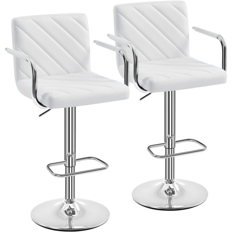 foto del prodotto yaheetech set 2 sgabelli da bar alti cucina in similpelle con braccioli e schienale, moderni design altezza regolabile e poggiapiedi girevole a