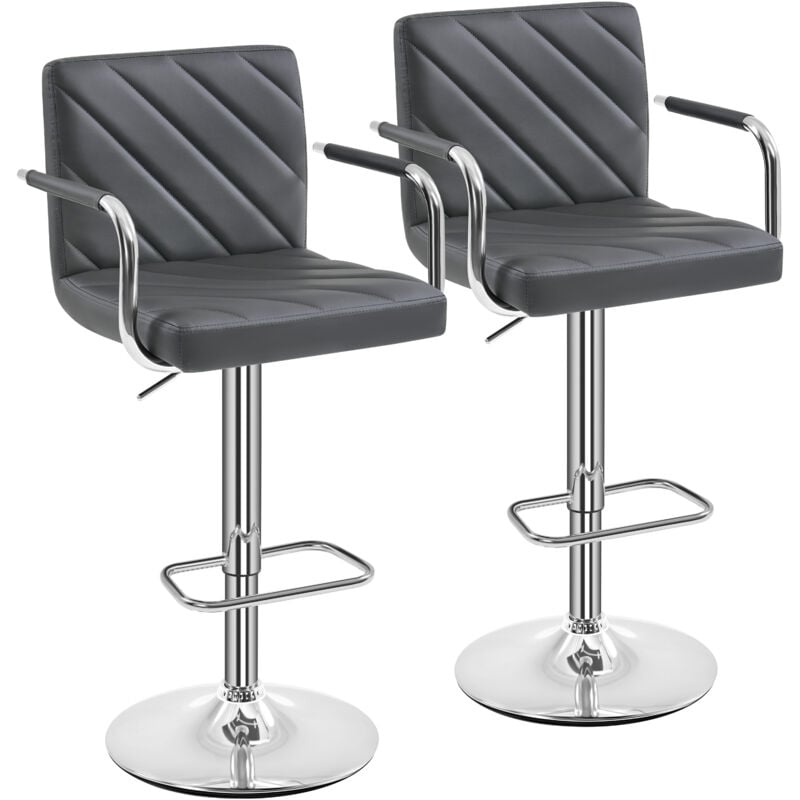 foto del prodotto yaheetech set 2 sgabelli da bar alti cucina in similpelle con braccioli e schienale, moderni design altezza regolabile e poggiapiedi girevole a