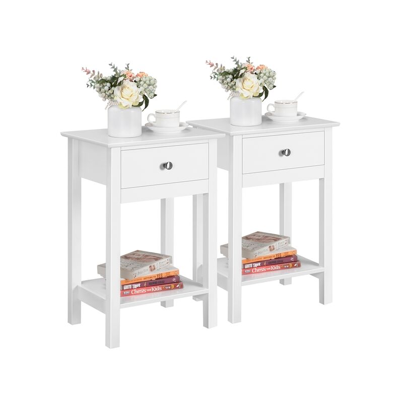 foto del prodotto yaheetech set 2 tavolini lati comodini da camera da letto moderni 40 x 30 x 61 cm con cassetto in legno e mdf tavolini d appoggio laterale da