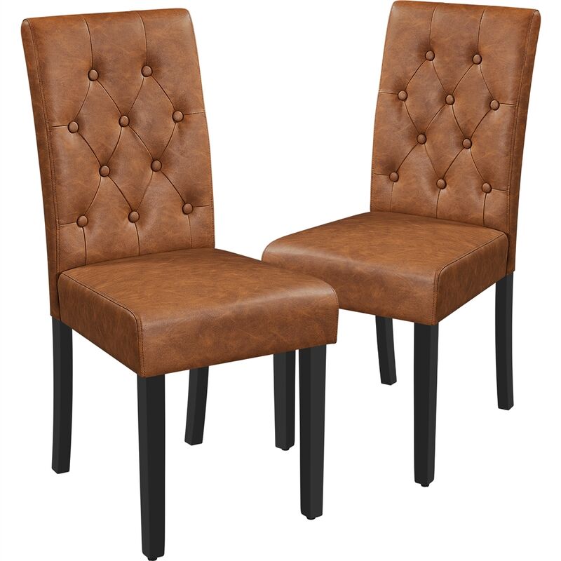 foto del prodotto yaheetech set di 2 sedie da sala da pranzo sedia da cucina imbottite con schienale sedie con gambe in legno massello stile moderno marrone rustico