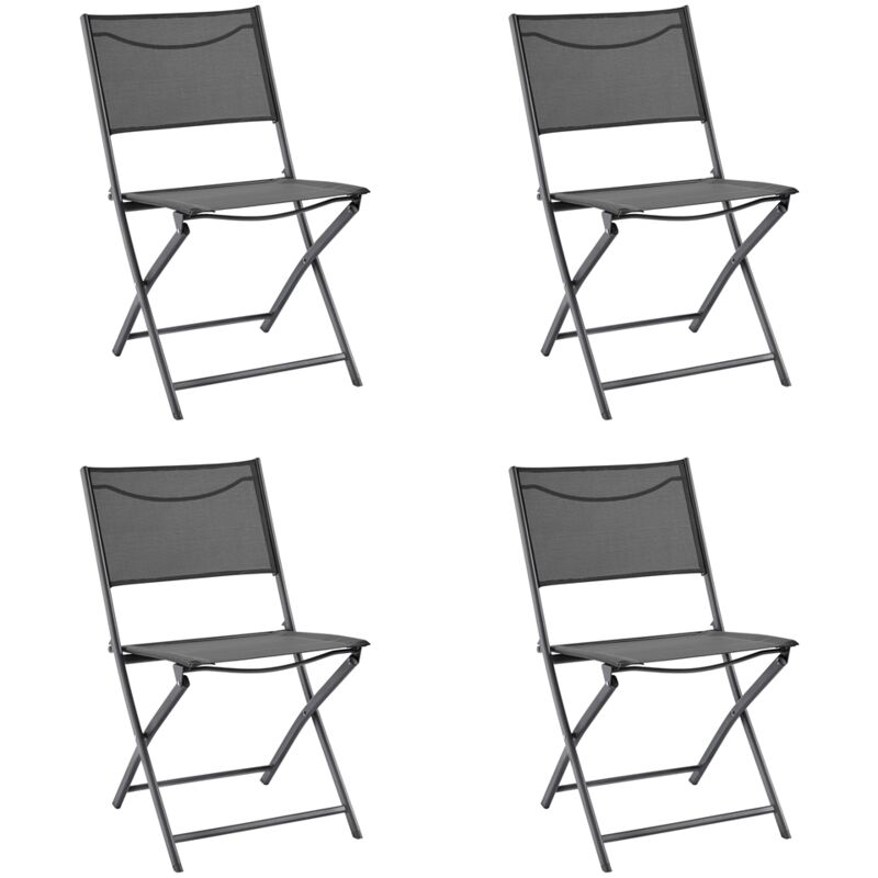 foto del prodotto yaheetech set di 4 sedie da campeggio portatili sedie resistenti pieghevoli con schienale senza montaggio per balcone giardino piscina grigio scuro