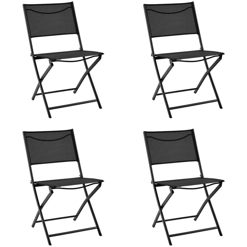 foto del prodotto yaheetech set di 4 sedie da campeggio portatili sedie resistenti pieghevoli con schienale senza montaggio per balcone giardino piscina nero