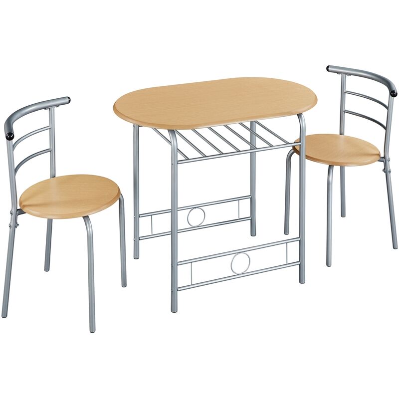 foto del prodotto yaheetech set tavolo e 2 sedie sala da pranzo cucina mobili da bar in legno e metallo sedia portata 136 kg beige