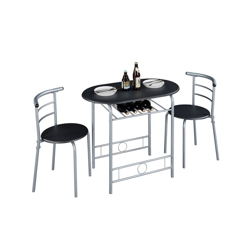 foto del prodotto yaheetech set tavolo e 2 sedie sala da pranzo cucina mobili da bar in legno e metallo sedia portata 136 kg nero