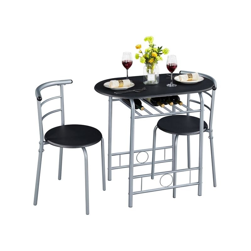 foto del prodotto yaheetech set tavolo e 2 sedie sala da pranzo cucina salvaspazio moderno set mobili da balcone bar per 2 persone in legno e metallo sedia portata 136