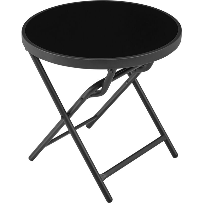 foto del prodotto yaheetech soberine tavolo da esterno pieghevole in vetro 46 cm tavolino rotondo portatile design minimalista per balcone giardino campeggio