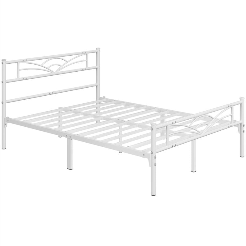foto del prodotto yaheetech struttura letto in ferro con spazio aggiuntivo per camera da letto ospiti soggiorno matrimoniale 140 x 200 cm bianco