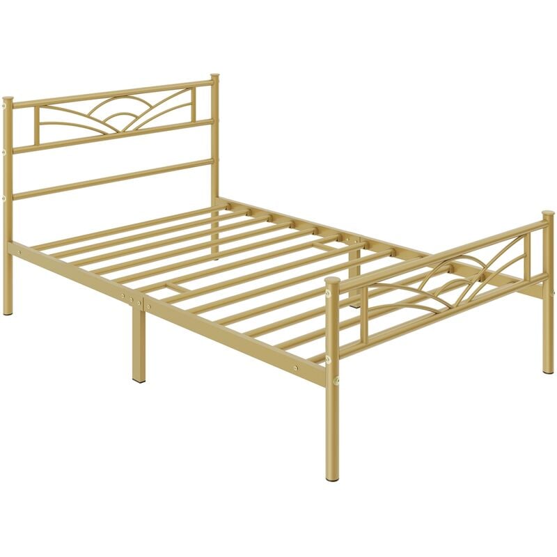 foto del prodotto yaheetech struttura letto in ferro con spazio aggiuntivo per camera da letto ospiti soggiorno singolo 90 x 190 cm oro