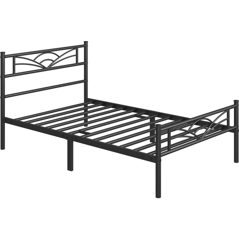 foto del prodotto yaheetech struttura letto in ferro con spazio aggiuntivo per camera da letto ospiti soggiorno singolo 90 x 200 cm nero
