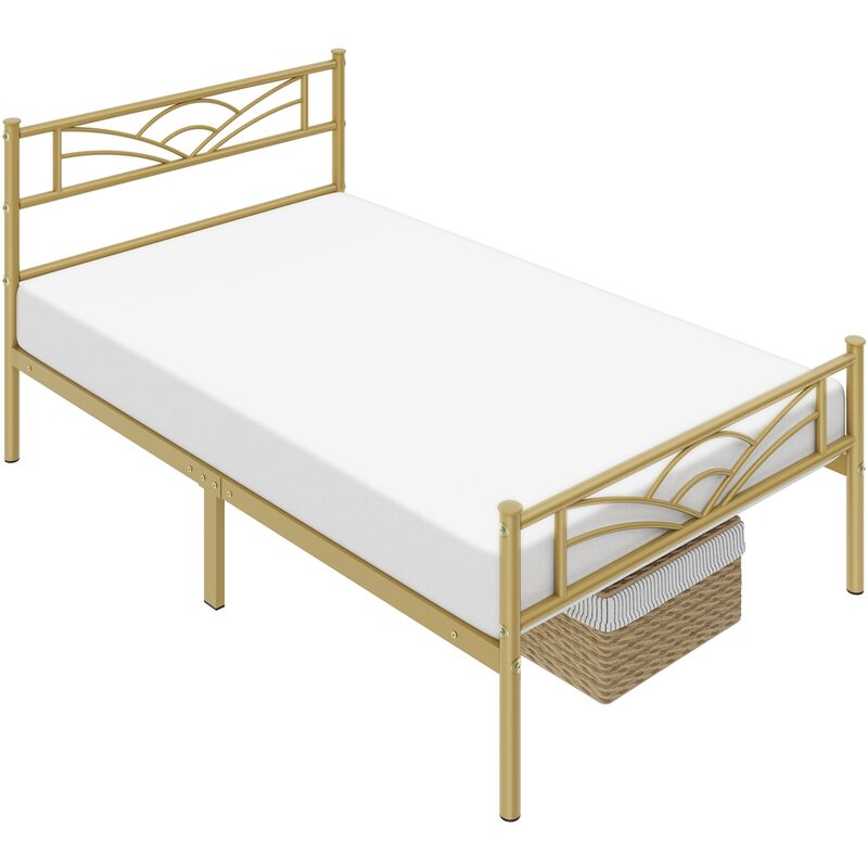 foto del prodotto yaheetech struttura letto in ferro con spazio aggiuntivo per camera da letto ospiti soggiorno singolo 90 x 200 cm oro