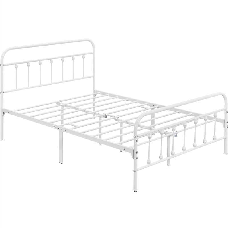 foto del prodotto yaheetech struttura letto in ferro con spazio aggiuntivo sotto il letto per camera da letto soggiorno bianca matrimoniale 140 x 200 cm