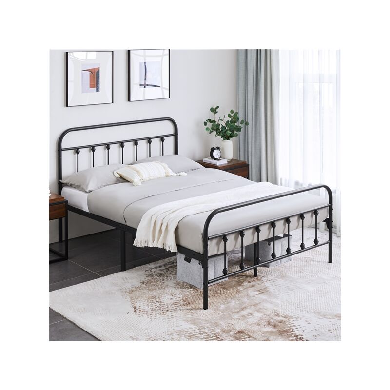 foto del prodotto yaheetech struttura letto in ferro con spazio aggiuntivo sotto il letto per camera da letto soggiorno nera matrimoniale 140 x 200 cm