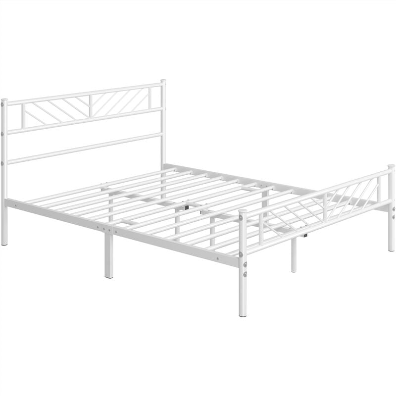 foto del prodotto yaheetech struttura letto in ferro metallo testiera industriale camera da letto ospiti soggiorno semplice moderno bianco 140 x 200 cm