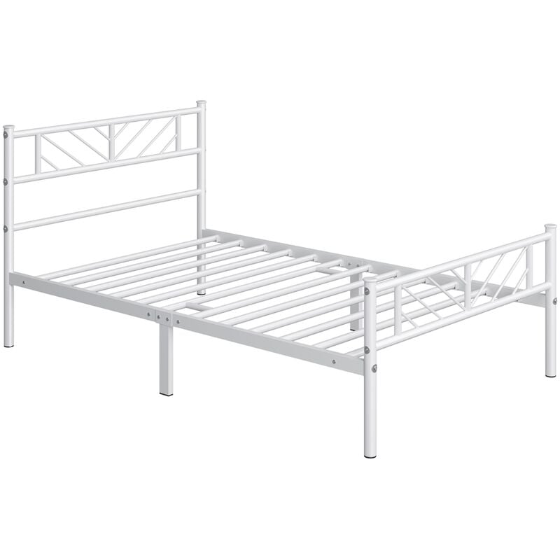 foto del prodotto yaheetech struttura letto in ferro metallo testiera industriale camera da letto ospiti soggiorno semplice moderno bianco 90 x 190 cm