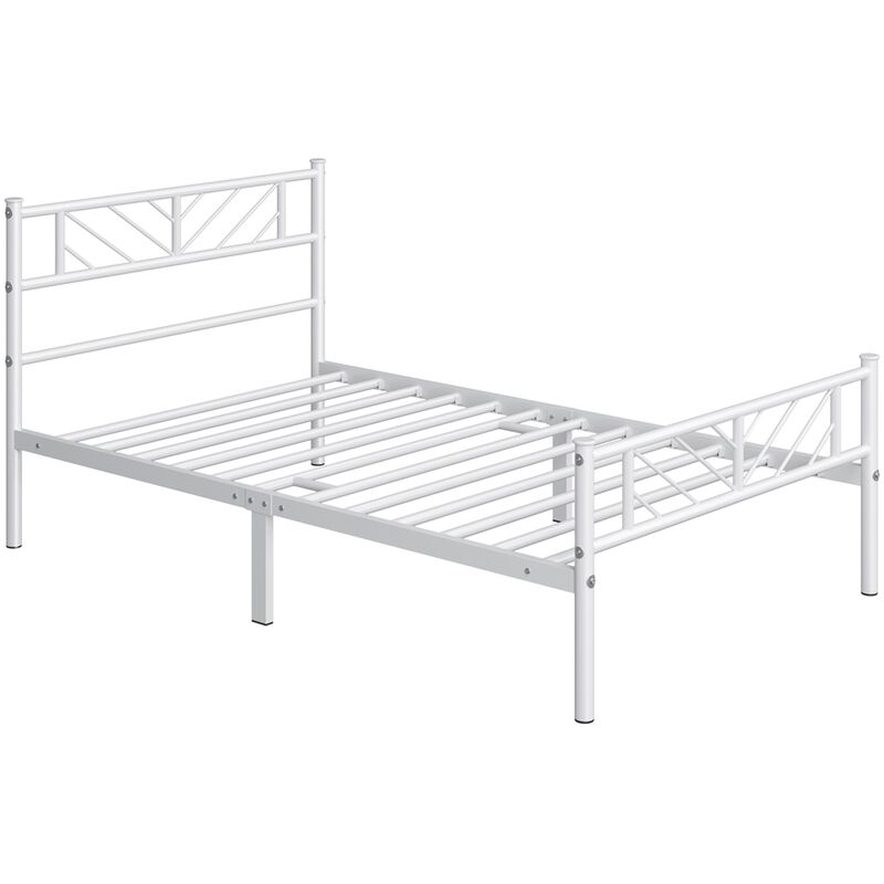 foto del prodotto yaheetech struttura letto in ferro metallo testiera industriale camera da letto ospiti soggiorno semplice moderno bianco 90 x 200 cm