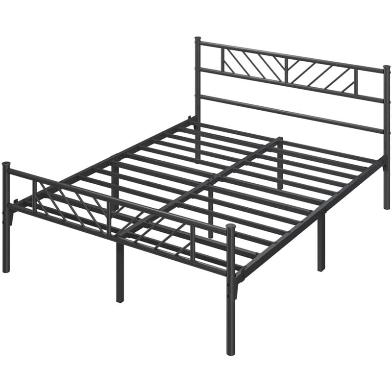 foto del prodotto yaheetech struttura letto in ferro metallo testiera industriale camera da letto ospiti soggiorno semplice moderno nero 140 x 200 cm