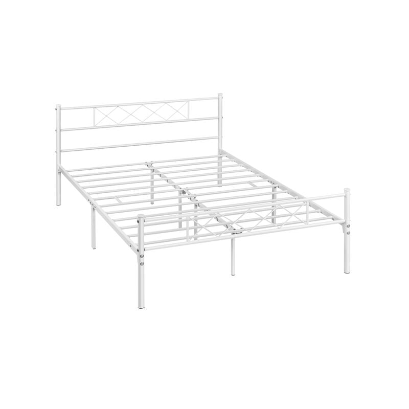 foto del prodotto yaheetech struttura letto in metallo con testiera telaio con rete a doghe per camera dormitorio matrimoniale 140 x 200 cm bianco