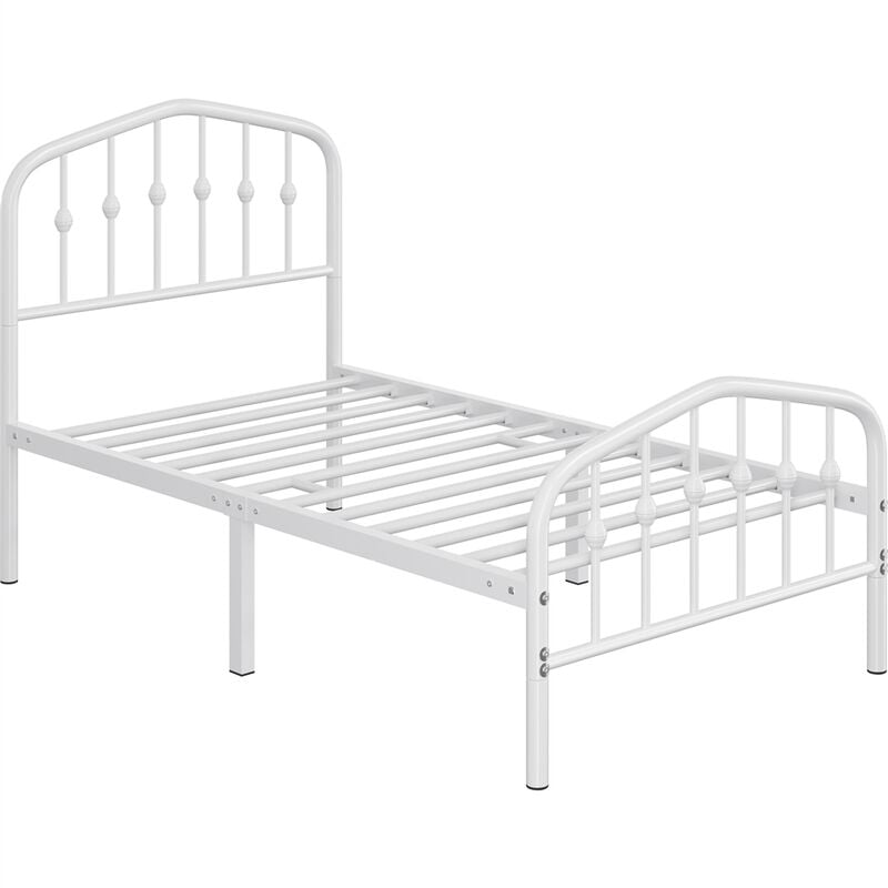 foto del prodotto yaheetech struttura letto moderno in metallo con testiera rete a doghe per camera 90 190 cm bianco