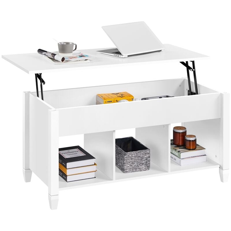foto del prodotto yaheetech tavolino da caff sollevabile tavolino da salotto divano moderno con ripiano inferiore portaoggetti salvaspazio 105 x 50 x 63 cm bianco