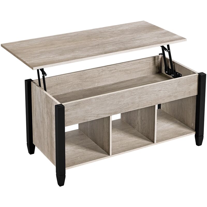 foto del prodotto yaheetech tavolino da caff sollevabile tavolino da salotto divano moderno con ripiano inferiore portaoggetti salvaspazio 105 x 50 x 63 cm grigio