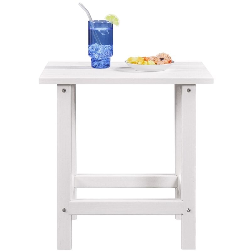 foto del prodotto yaheetech tavolino da giardino quadrato in polietilene denso con struttura a doghe per esterno patio bordo piscina spiaggia 45 x 35,5 x 45 cm