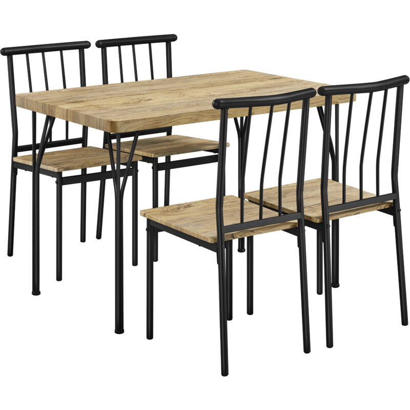 foto del prodotto yaheetech tavolo da pranzo con 4 sedie industriale set 5 pezzi mobili da bar cucina retro salvaspazio in legno e metallo marrone tavolo