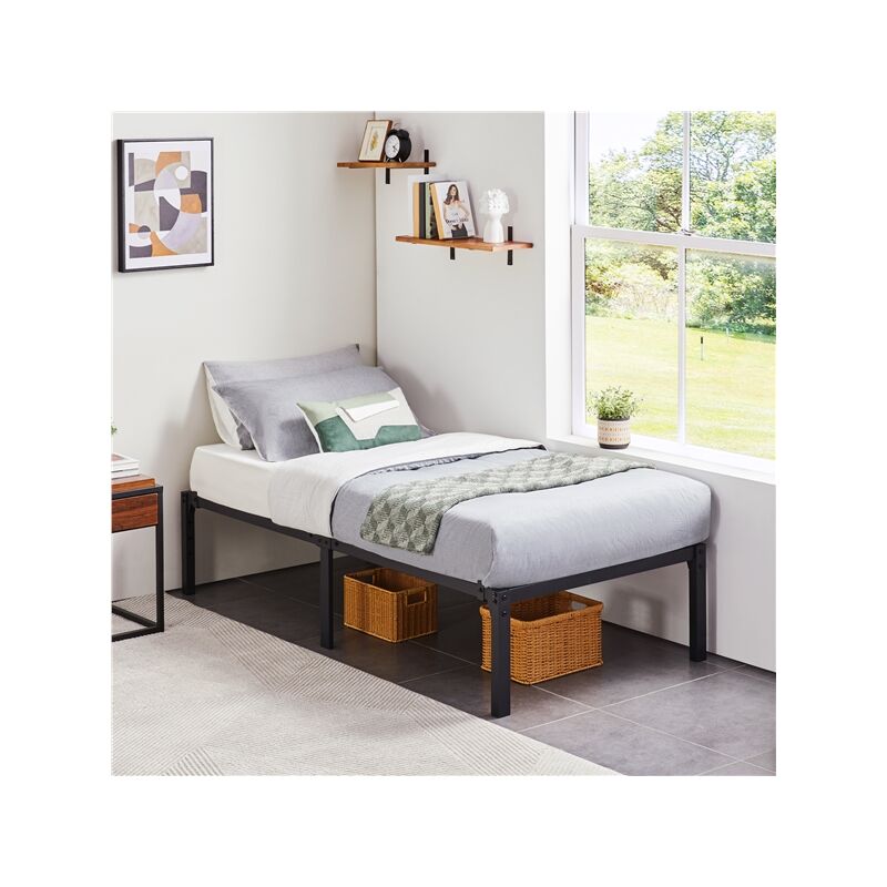 foto del prodotto yaheetech telaio letto singolo in metallo senza testiera per camera da letto 90 190 cm