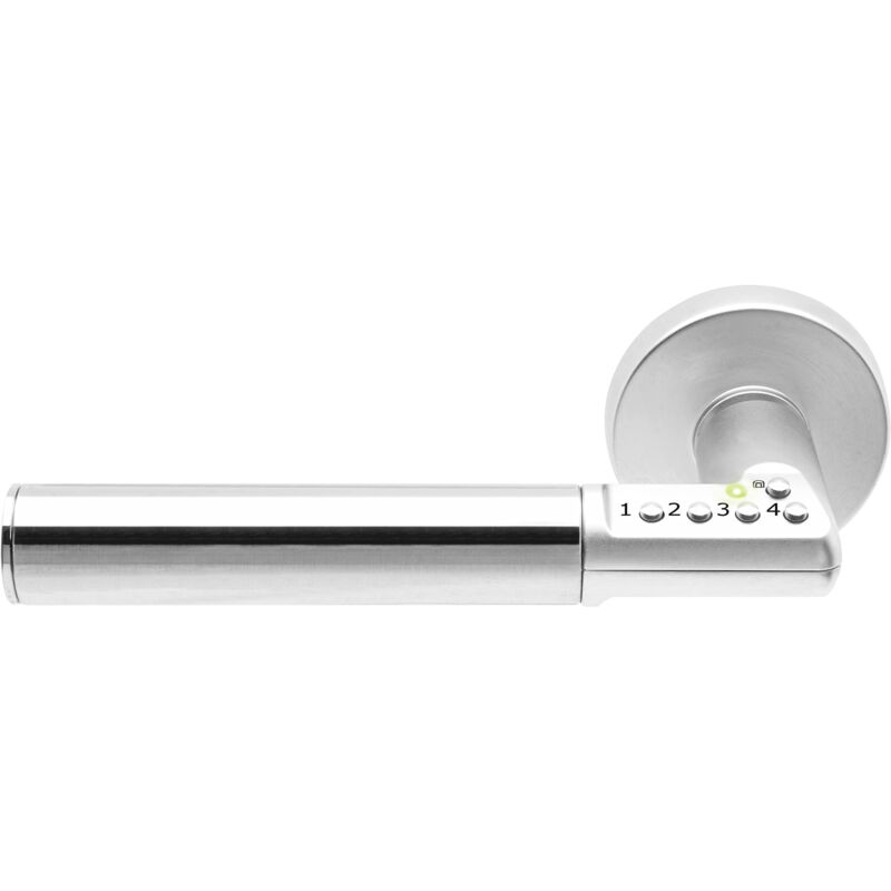foto del prodotto yale assa abloy maniglia con sblocco tramite codice per porte, alimentata a batteria, d8812v000 grigio, apertura con mano sinistra