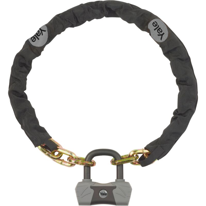 foto del prodotto yale catena di massima sicurezza per bici e moto con lucchetto ycl3 10 110 1, lunghezza 1100 mm