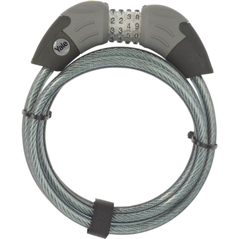 foto del prodotto yale cavo di sicurezza a combinazione per biciclette e moto yycc1 10 185 1, lunghezza 1800mm, codice a 4 cifre fosforescente, versatile per la bici