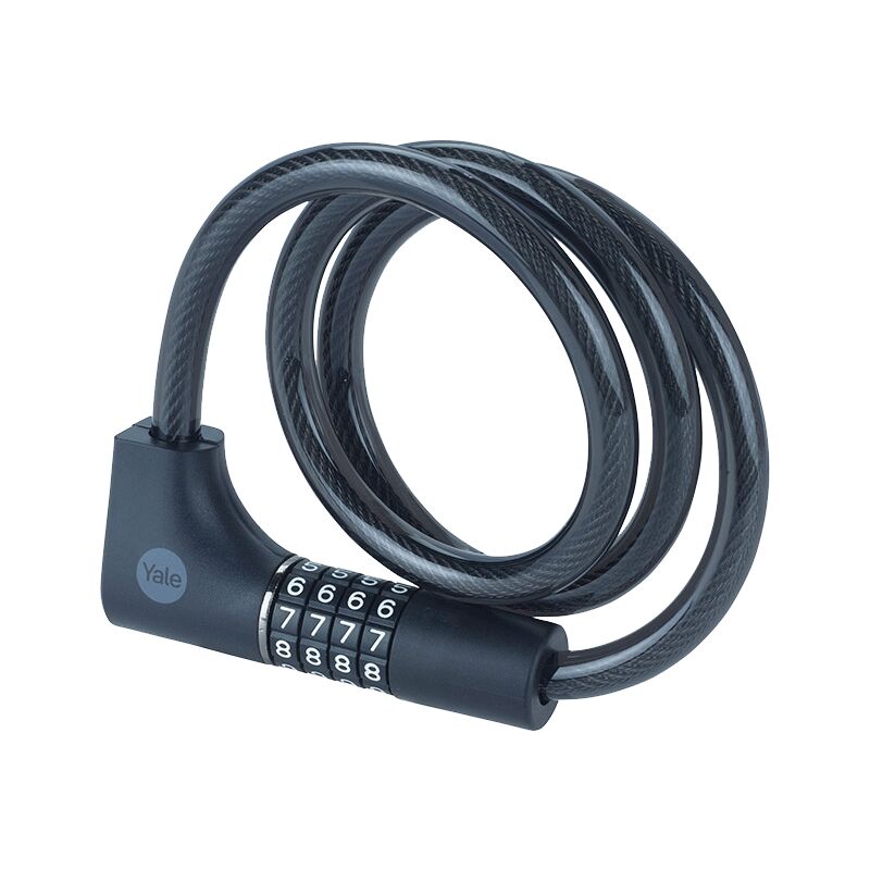 foto del prodotto yale cavo di sicurezza con combinazione e chiave serie essential ycc0 12 100 2, lunghezza cavo 1000m , acciaio intrecciato , codice a 4 cifre,