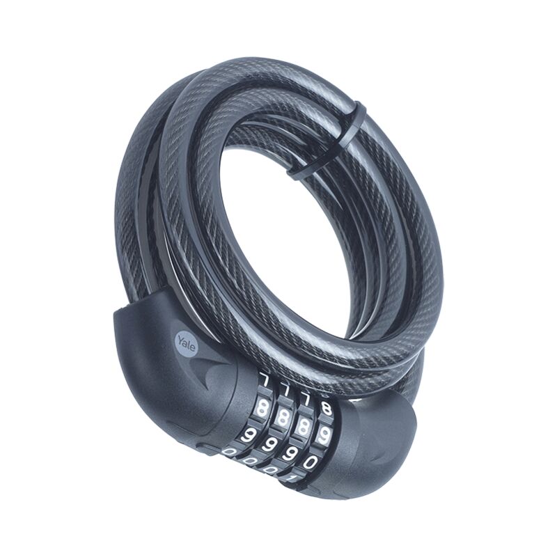 foto del prodotto yale cavo di sicurezza con combinazione serie essential ycc0 10 180 2 lunghezza cavo 1800mm , acciaio intrecciato, codice a 4 cifre, testato con