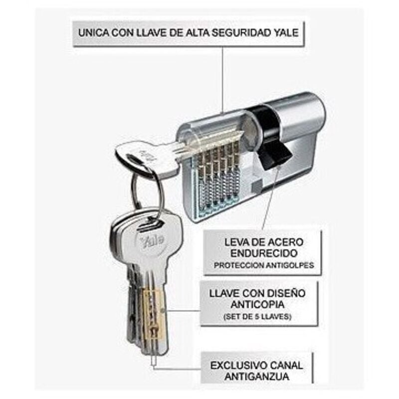 foto del prodotto yale cilindro europeo 35 35 n5 chiavi piatte in dotazione apertura porta blindo