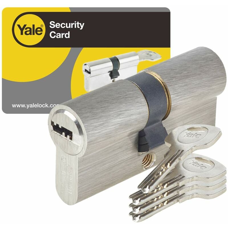 foto del prodotto yale db 40x45 ni yc1000 cilindro per serratura estraibile, 6 perni, esterna, interna, porta d ingresso, 4 chiavi reversibili, nichelato