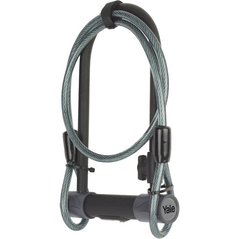 foto del prodotto yale lucchetto a u con cavo di alta sicurezza per biciclette e moto yul2c 13 230 1, lunghezza 230mm, arco e traversa ultra resistenti, 4 chiavi di
