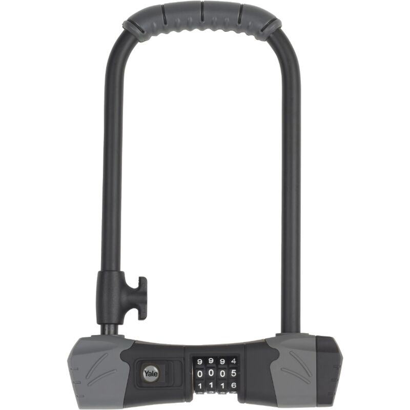foto del prodotto yale lucchetto a u per biciclette e moto con combinazione ycul2 13 230 1, lunghezza 230mm, arco e traversa rinforzata, codice a 4 cifre, resistenza a