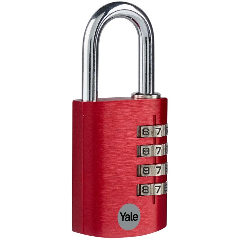 foto del prodotto yale lucchetto da viaggio a combinazione a 4 cifre in alluminio ye3cb 38 131 1 s argento, corpo 38mm, ideale per borse e valigie