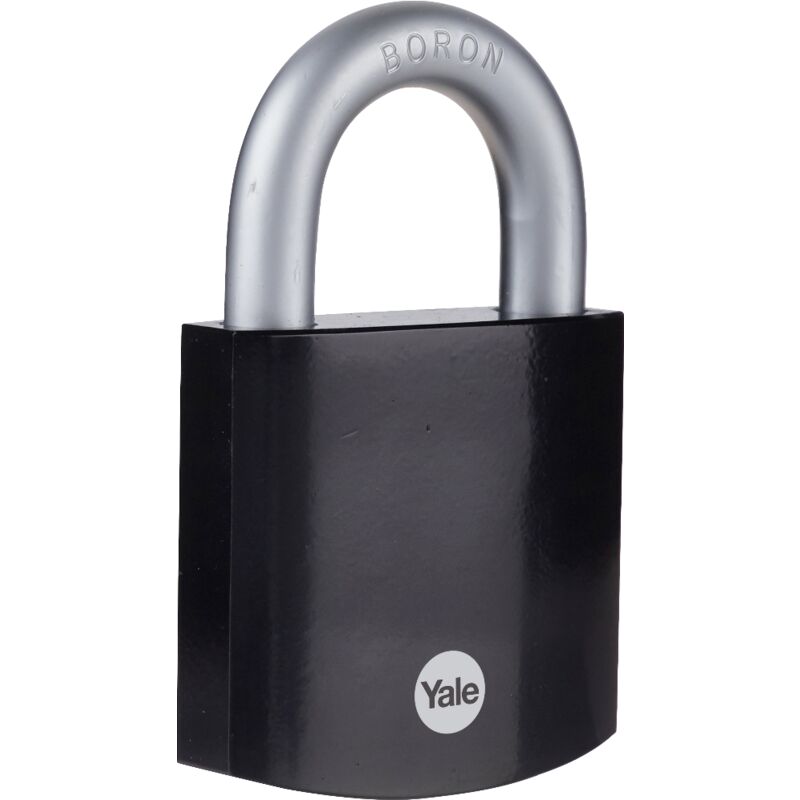 foto del prodotto yale lucchetto di massima sicurezza in acciaio temprato y300b 63 127 1 nero, corpo 62mm, arco in acciaio indurito al boro, 3 chiavi