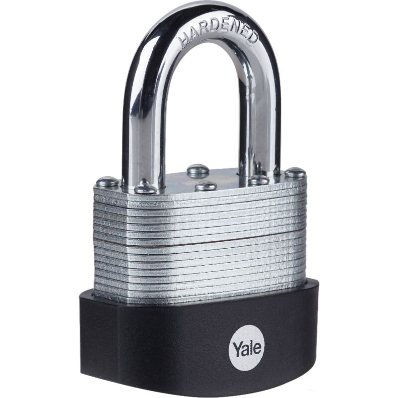 foto del prodotto yale lucchetto in acciaio laminato y127b 55 129 1, arco 55mm per uso esterno